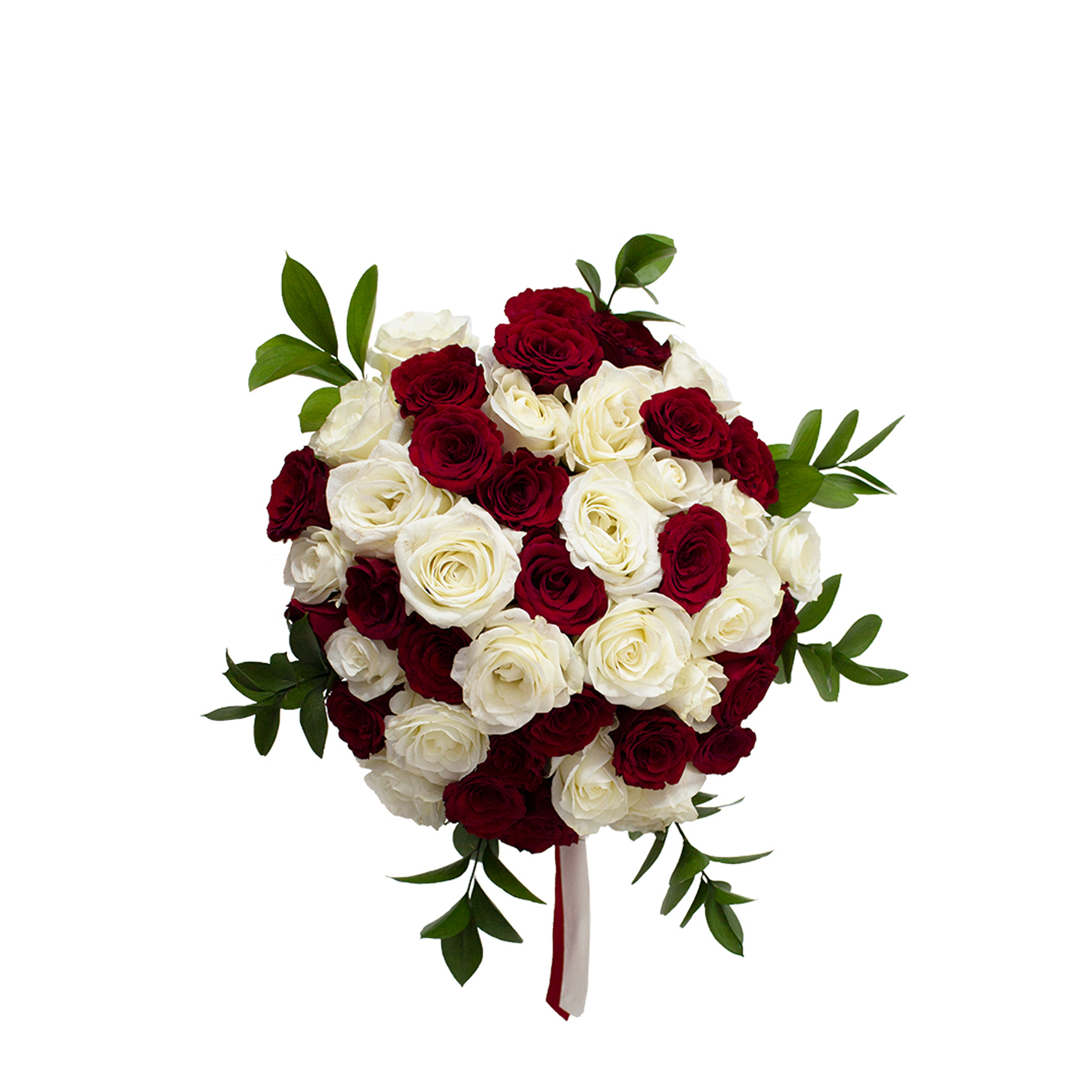 bouquet of mix color white and red Rose