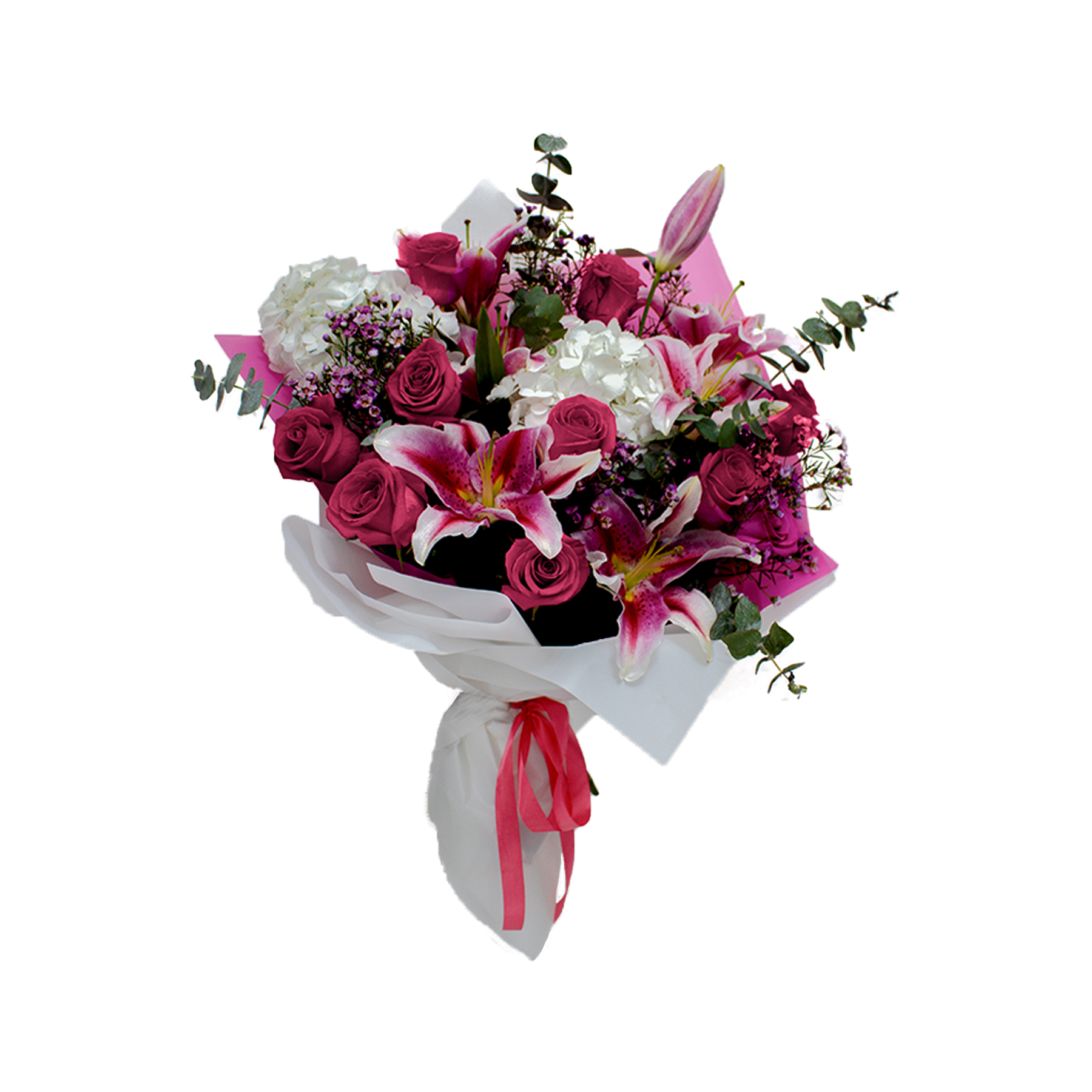 pink-lily-with-roses-white-hydrengea-1