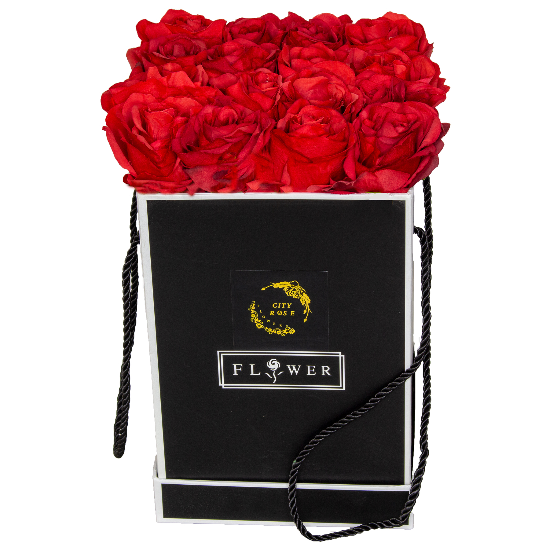 Black square box roses 1