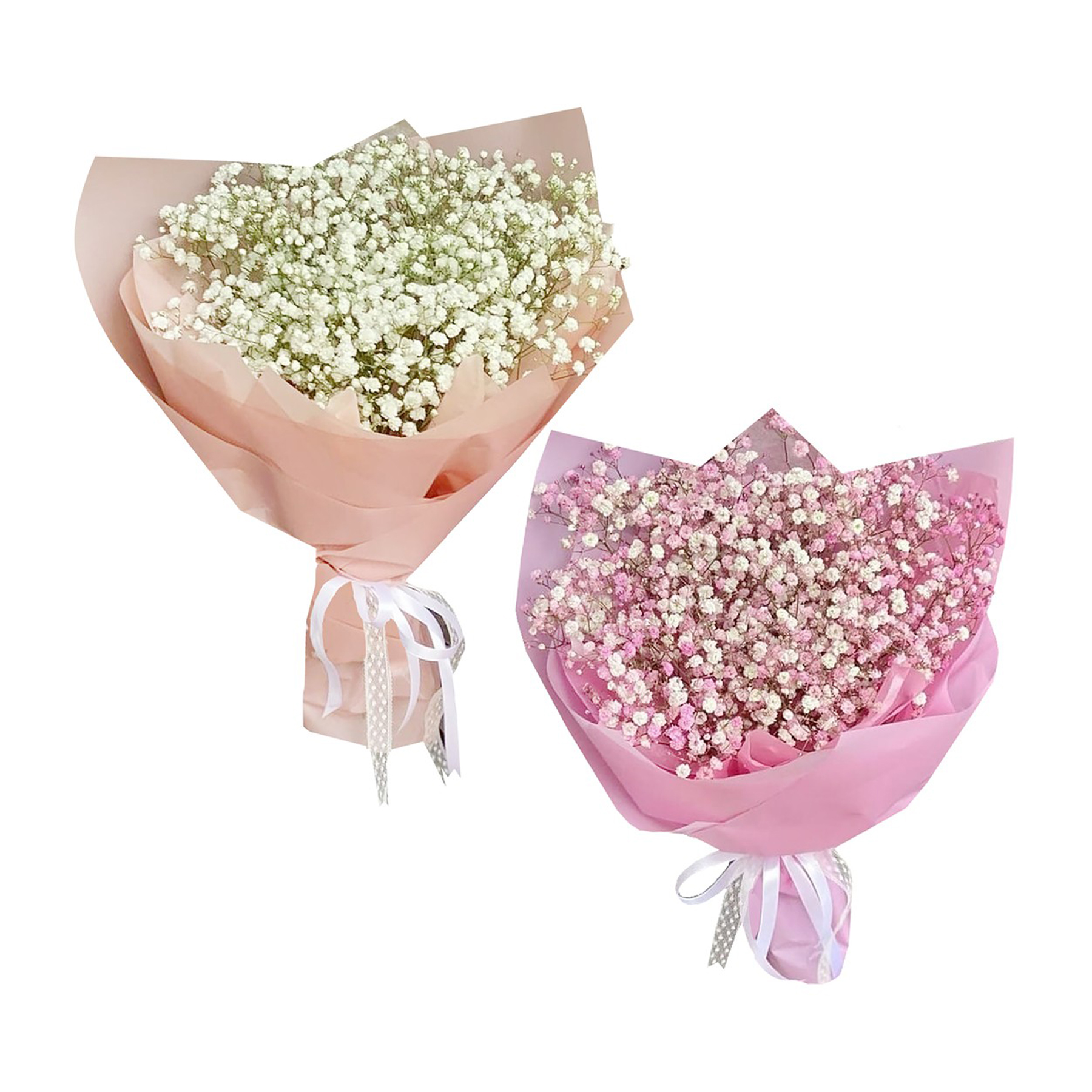 gypsophile 2 bouquet white an pink